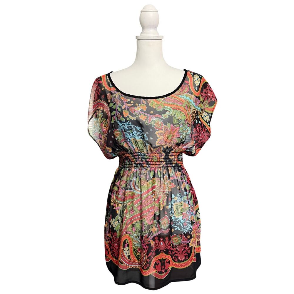 Vintage Y2K Culture Sheer Paisley Long Top Size Large